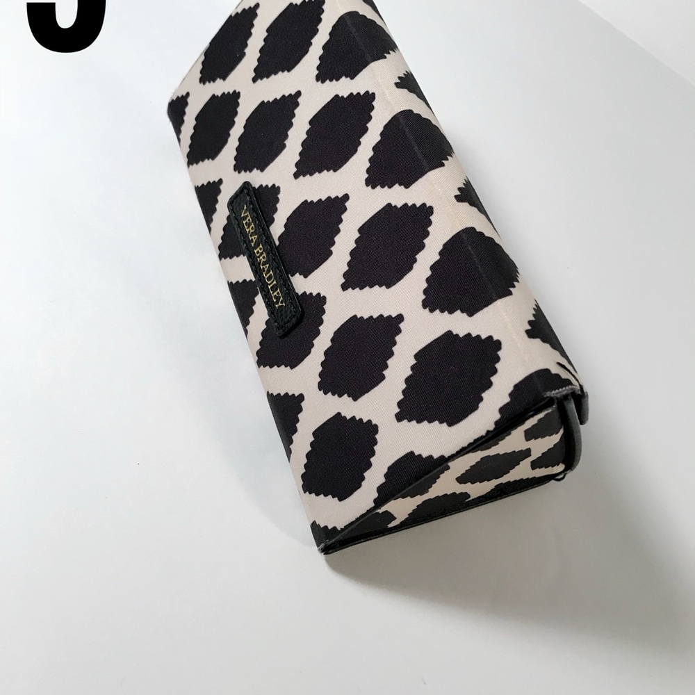Vera Bradley Black and Cream Geometric Pattern Collapsible Sunglasses Case